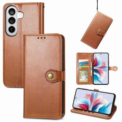 For Galaxy S26 FE 5G Retro Solid Color Buckle Leather Phone Case - Brown - SYA002206414C