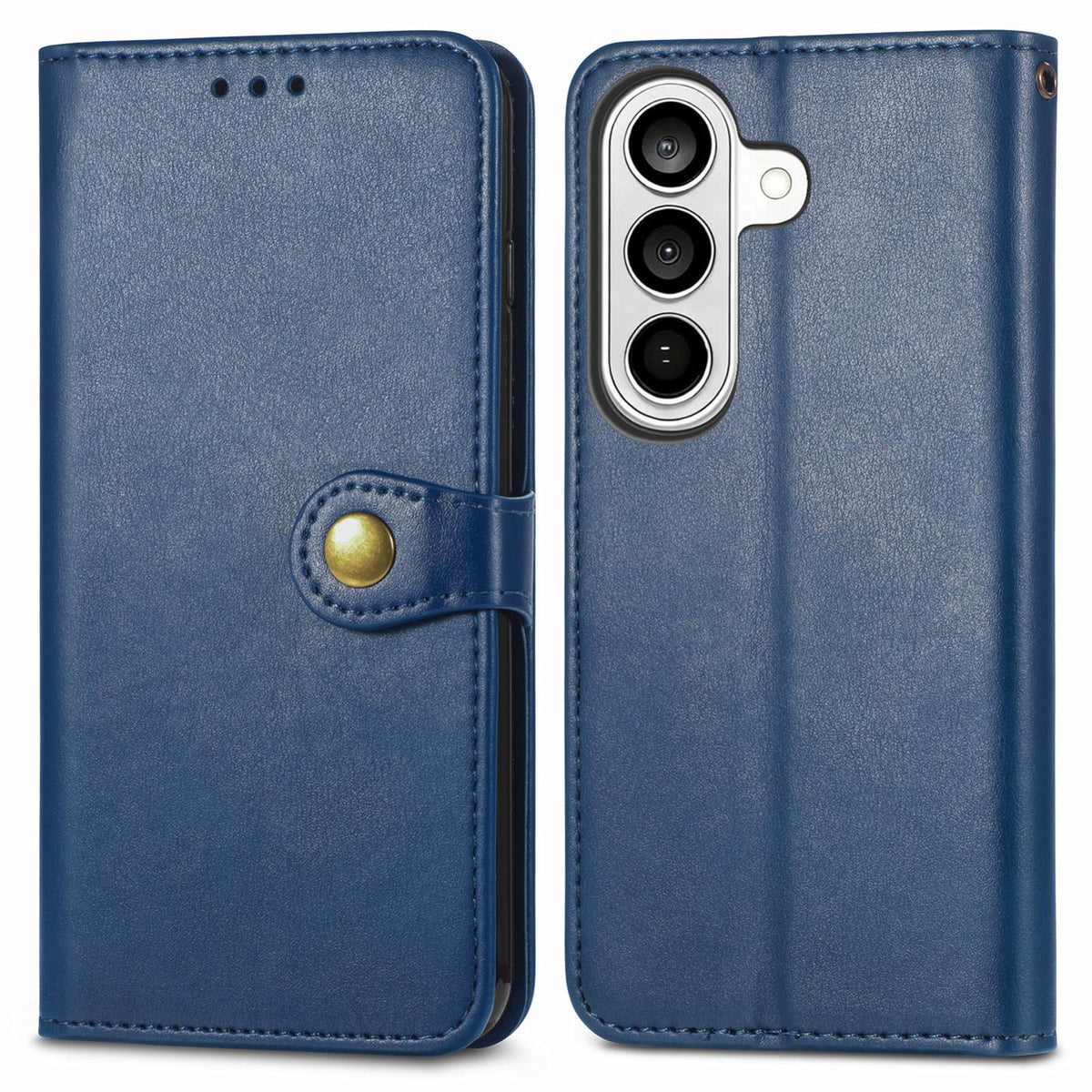 For Galaxy S26 FE 5G Retro Solid Color Buckle Leather Phone Case - Blue - SYA002206414E