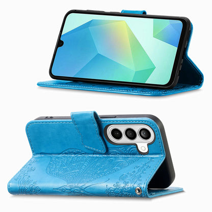 For Galaxy S26 FE 5G Butterfly Love Flower Embossed Leather Phone Case - Blue - SYA002212503B
