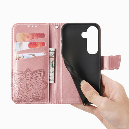 For Galaxy S26 FE 5G Butterfly Love Flower Embossed Leather Phone Case - Rose Gold - SYA002212503C