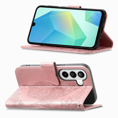 For Galaxy S26 FE 5G Butterfly Love Flower Embossed Leather Phone Case - Rose Gold - SYA002212503C