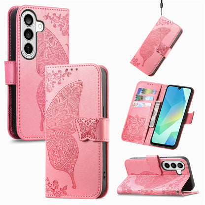 For Galaxy S26 FE 5G Butterfly Love Flower Embossed Leather Phone Case - Pink - SYA002212503D