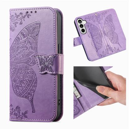 For Galaxy S26 FE 5G Butterfly Love Flower Embossed Leather Phone Case - Light Purple - SYA002212503F