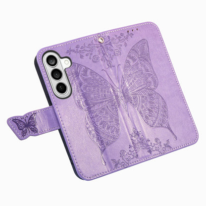 For Galaxy S26 FE 5G Butterfly Love Flower Embossed Leather Phone Case - Light Purple - SYA002212503F