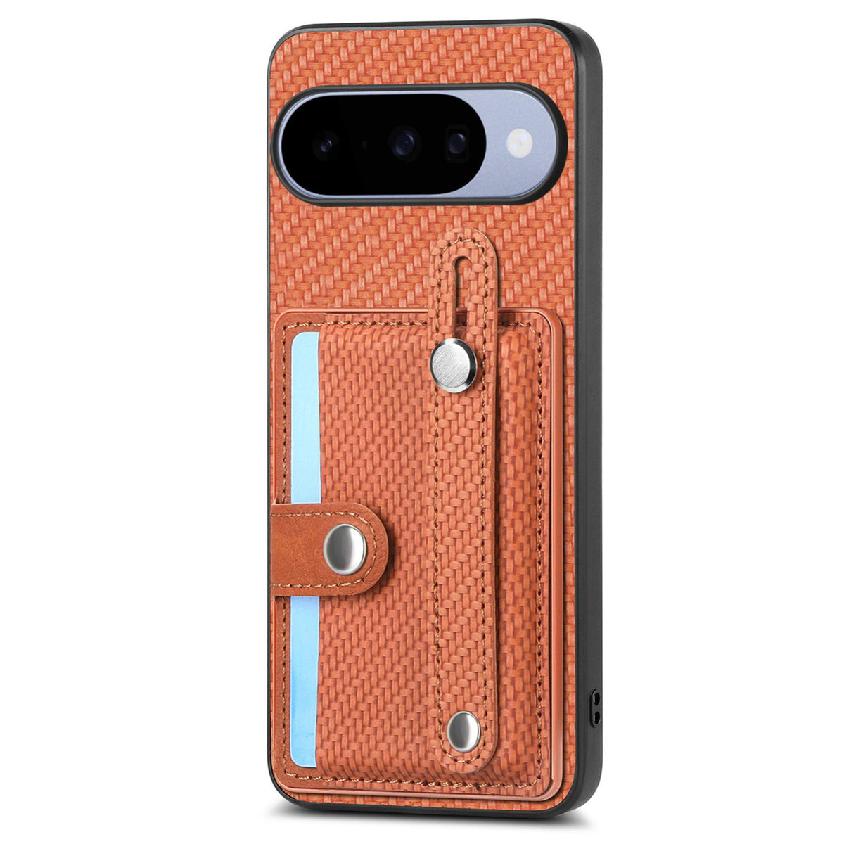 For Google Pixel 11 Pro XL Wristband Kickstand Card Wallet Back Cover Phone Case with Tool Knife - Brown - SYA002231010C