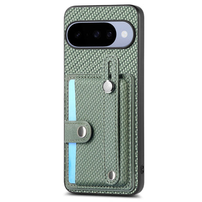 For Google Pixel 11 Pro XL Wristband Kickstand Card Wallet Back Cover Phone Case with Tool Knife - Green - SYA002231010D