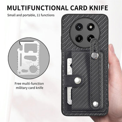 For Honor X80 Pro Max 5G Wristband Kickstand Card Wallet Back Cover Phone Case with Tool Knife - Black - SYA002231209A