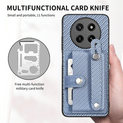 For Honor X80 Pro Max 5G Wristband Kickstand Card Wallet Back Cover Phone Case with Tool Knife - Blue - SYA002231209B