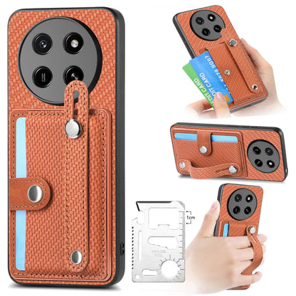 For Honor X80 Pro Max 5G Wristband Kickstand Card Wallet Back Cover Phone Case with Tool Knife - Brown - SYA002231209C