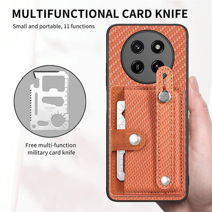For Honor X80 Pro Max 5G Wristband Kickstand Card Wallet Back Cover Phone Case with Tool Knife - Brown - SYA002231209C