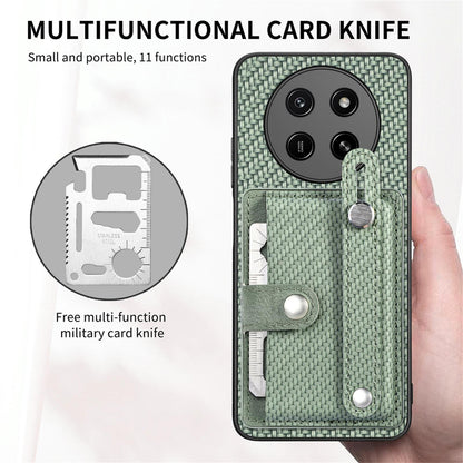 For Honor X80 Pro Max 5G Wristband Kickstand Card Wallet Back Cover Phone Case with Tool Knife - Green - SYA002231209D