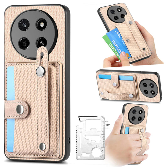 For Honor X80 Pro Max 5G Wristband Kickstand Card Wallet Back Cover Phone Case with Tool Knife - Khaki - SYA002231209E