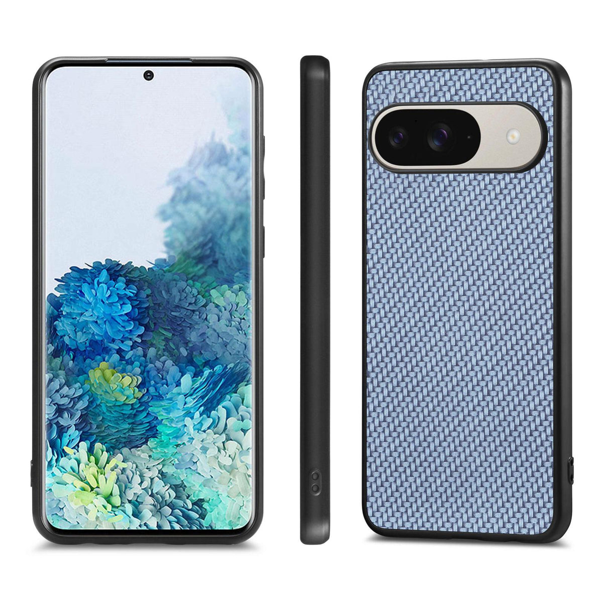 For Google Pixel 11 Carbon Fiber Texture Leather Back Cover Phone Case - Blue - SYA002233910B