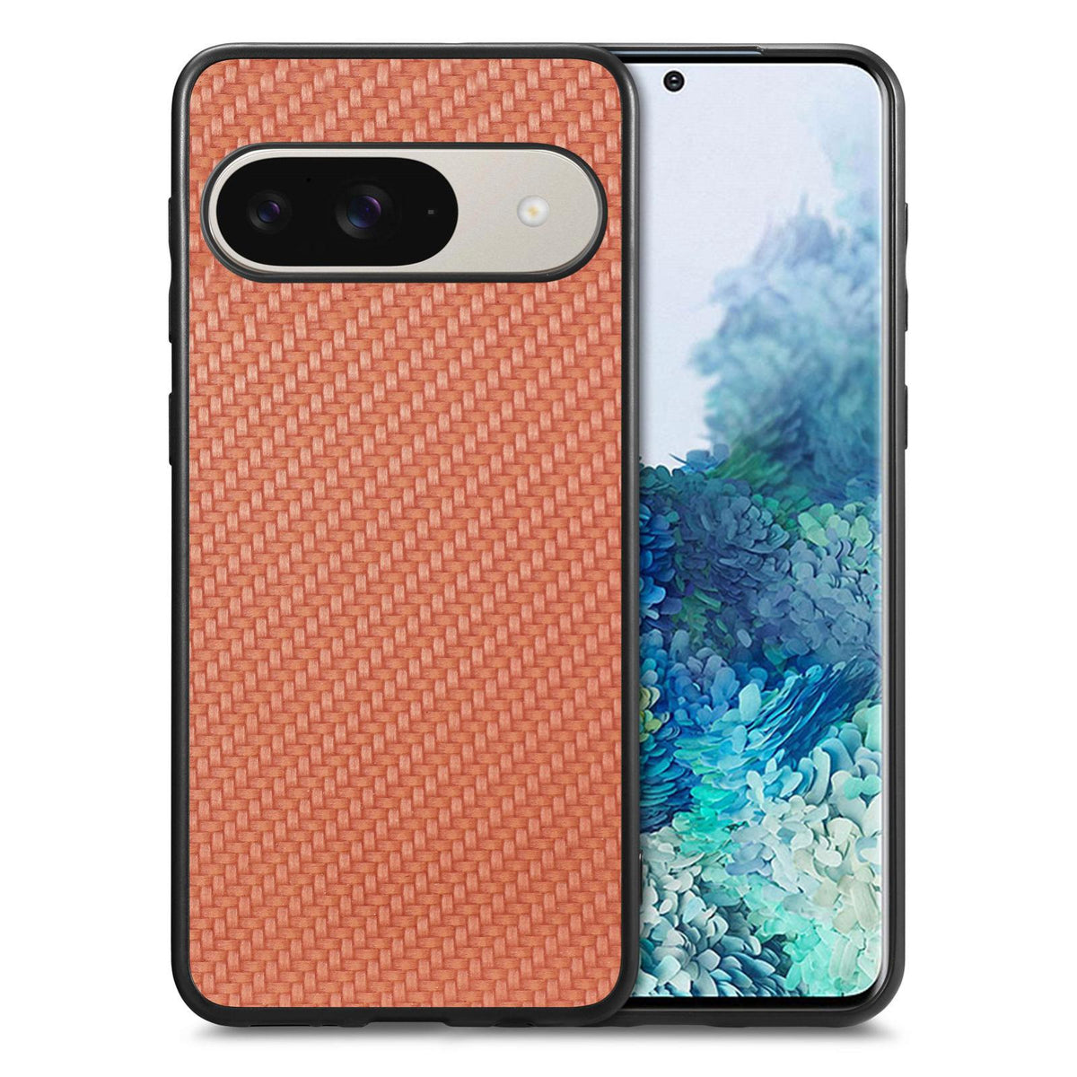 For Google Pixel 11 Carbon Fiber Texture Leather Back Cover Phone Case - Brown - SYA002233910C