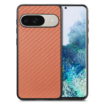 For Google Pixel 11 Carbon Fiber Texture Leather Back Cover Phone Case - Brown - SYA002233910C
