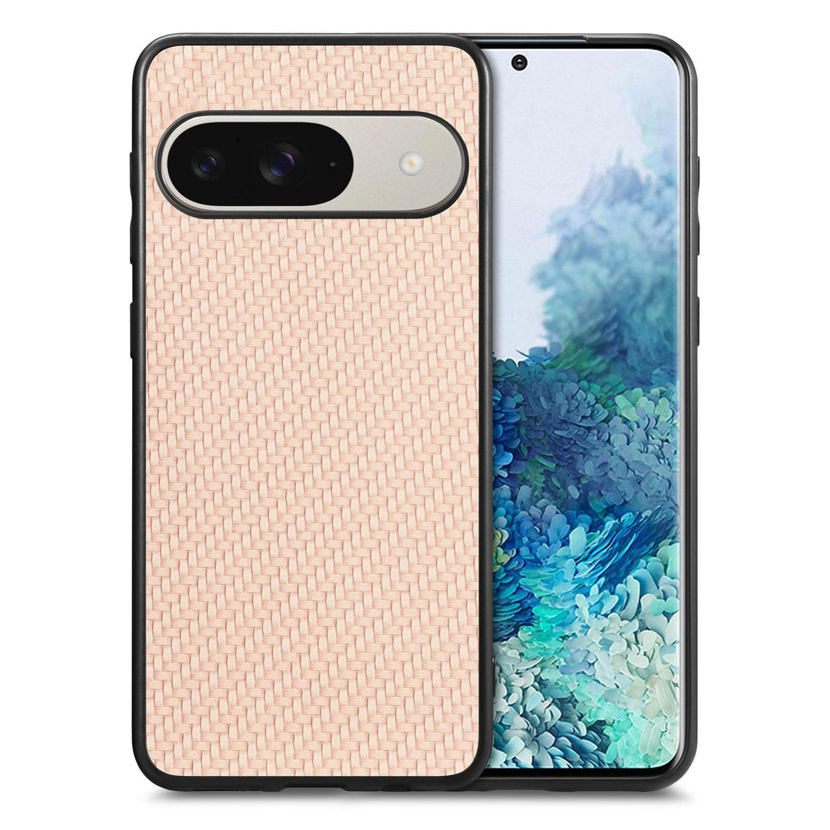 For Google Pixel 11 Carbon Fiber Texture Leather Back Cover Phone Case - Khaki - SYA002233910E
