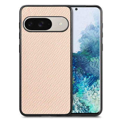 For Google Pixel 11 Carbon Fiber Texture Leather Back Cover Phone Case - Khaki - SYA002233910E