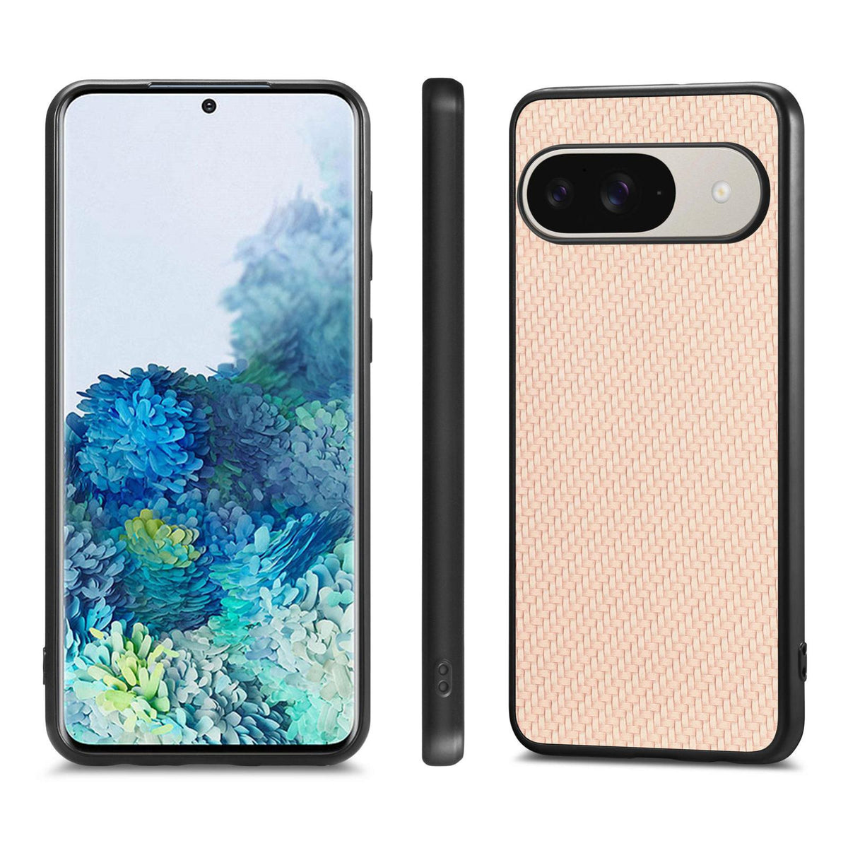 For Google Pixel 11 Carbon Fiber Texture Leather Back Cover Phone Case - Khaki - SYA002233910E