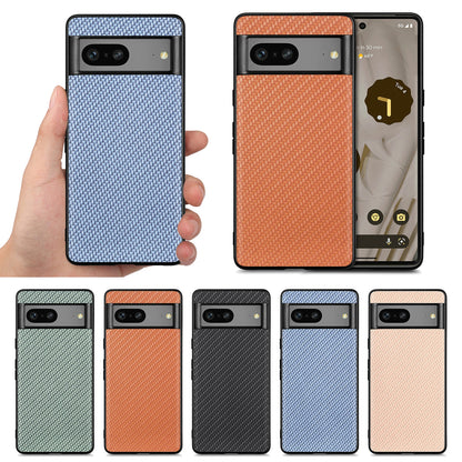 For Google Pixel 11 Carbon Fiber Texture Leather Back Cover Phone Case - Khaki - SYA002233910E