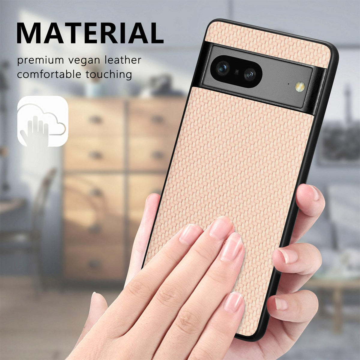 For Google Pixel 11 Carbon Fiber Texture Leather Back Cover Phone Case - Khaki - SYA002233910E