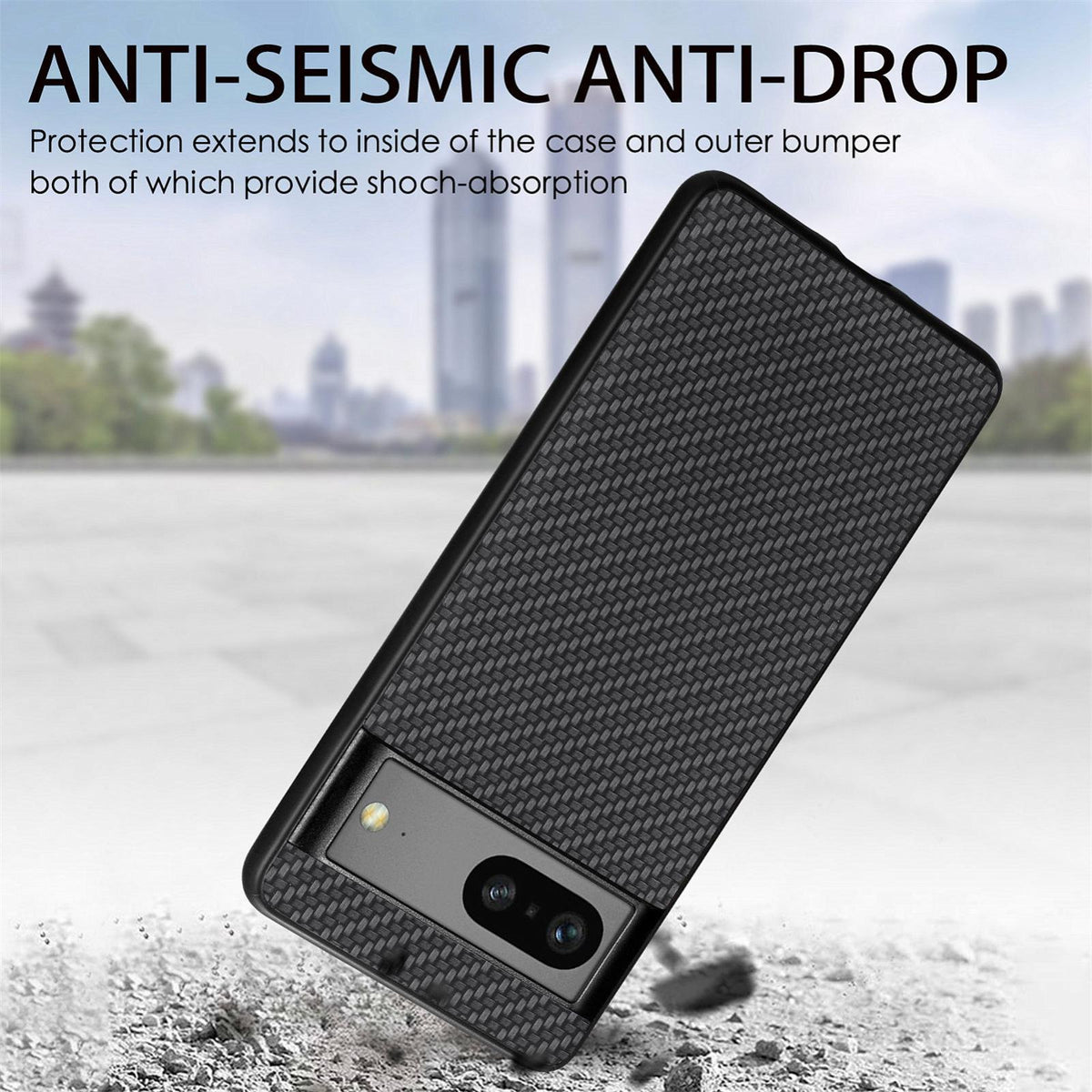 For Google Pixel 11 Carbon Fiber Texture Leather Back Cover Phone Case - Khaki - SYA002233910E