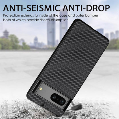 For Google Pixel 11 Carbon Fiber Texture Leather Back Cover Phone Case - Khaki - SYA002233910E