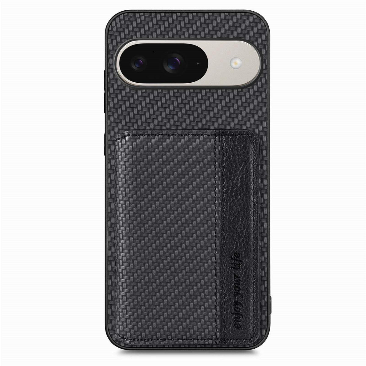 For Google Pixel 11 Carbon Fiber Magnetic Card Bag Phone Case - Black - SYA002236409A