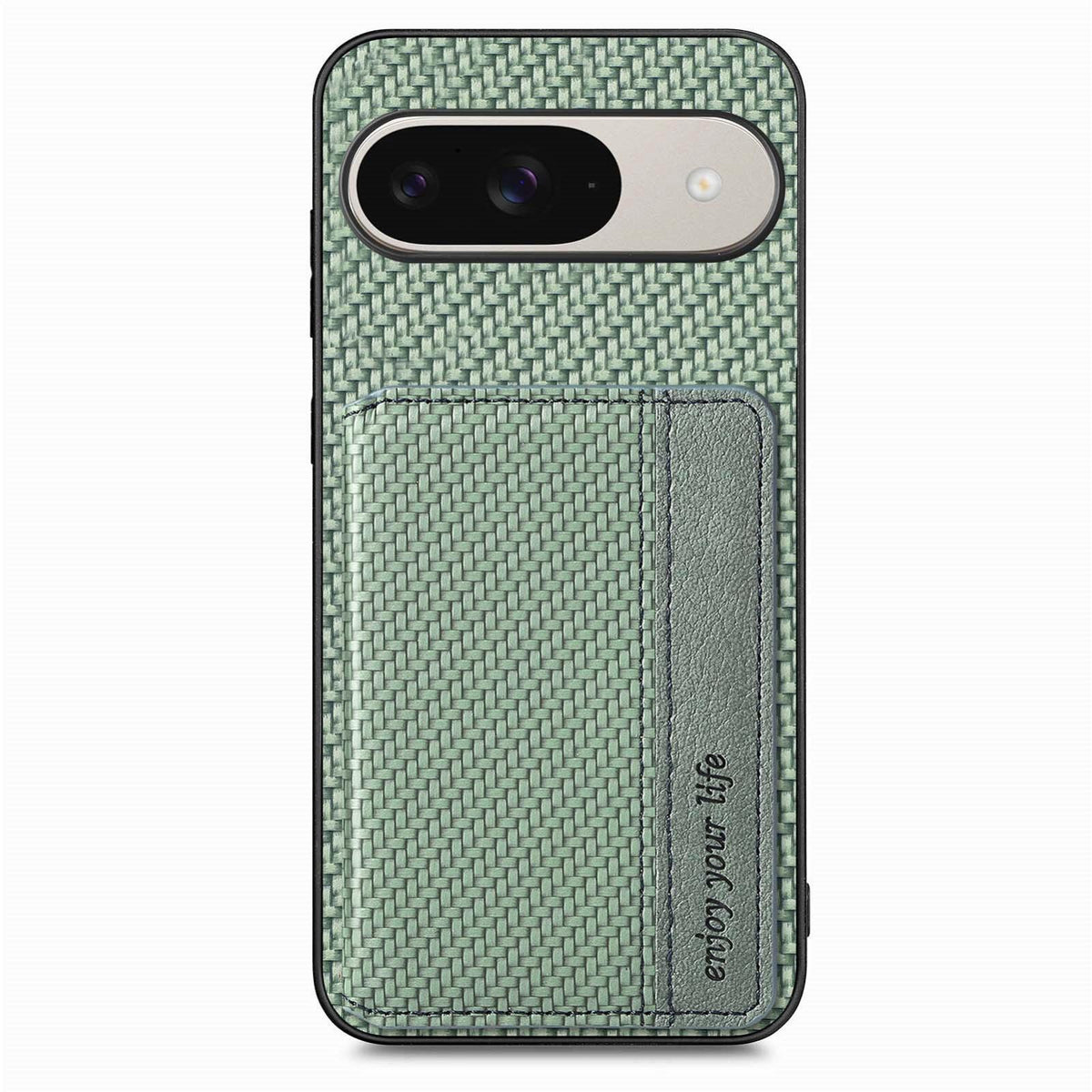 For Google Pixel 11 Carbon Fiber Magnetic Card Bag Phone Case - Green - SYA002236409D
