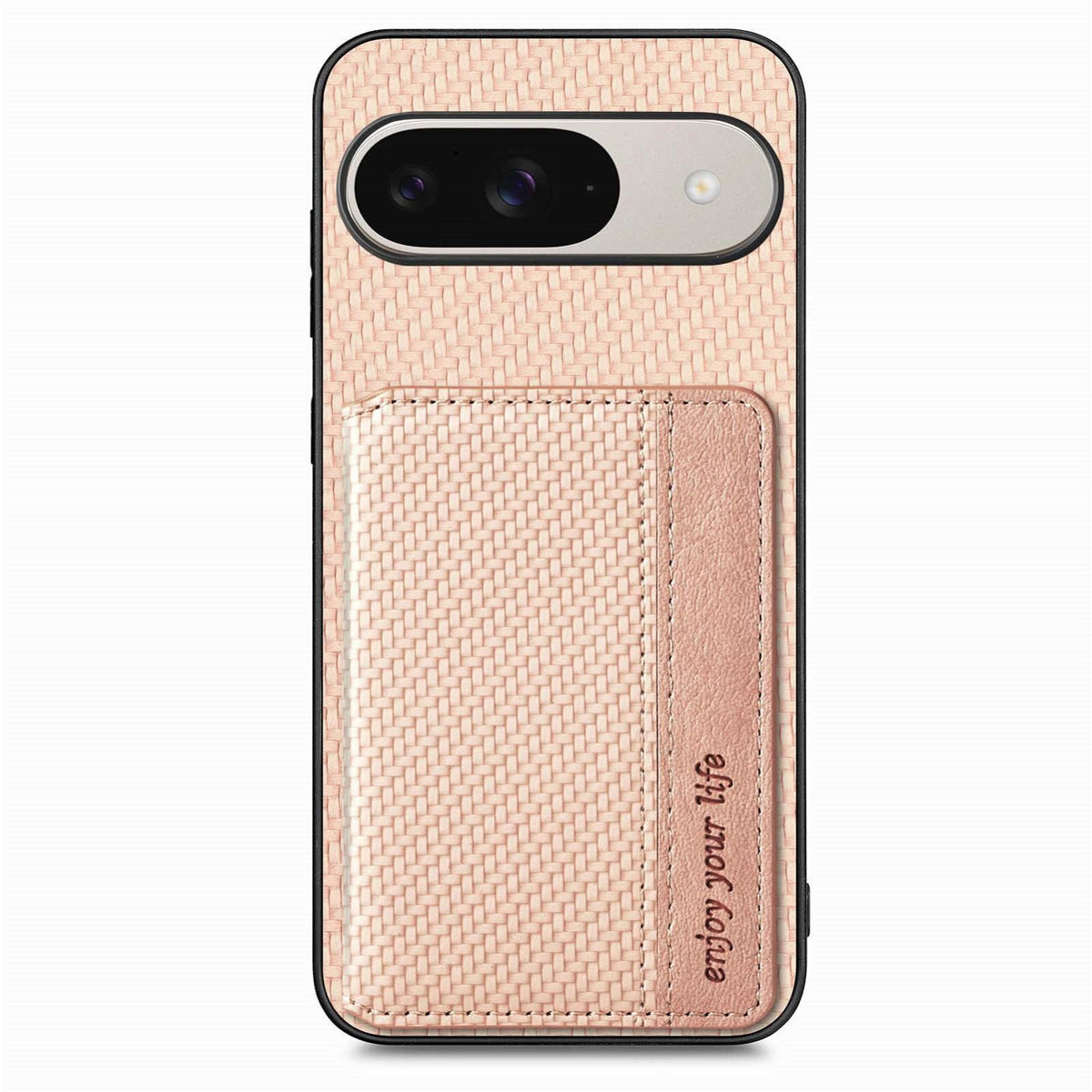 For Google Pixel 11 Pro XL Carbon Fiber Magnetic Card Bag Phone Case - Khaki - SYA002236411E