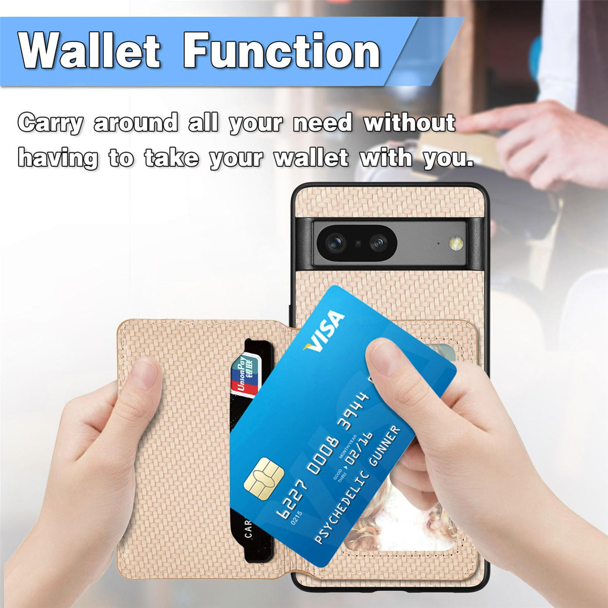 For Google Pixel 11 Carbon Fiber Magnetic Card Bag Phone Case - Black - SYA002236409A