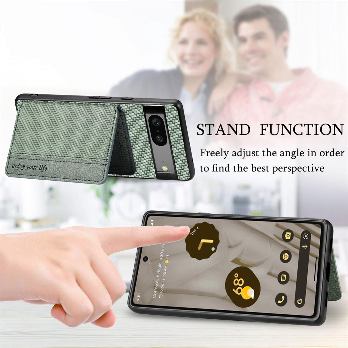 For Google Pixel 11 Carbon Fiber Magnetic Card Bag Phone Case - Black - SYA002236409A