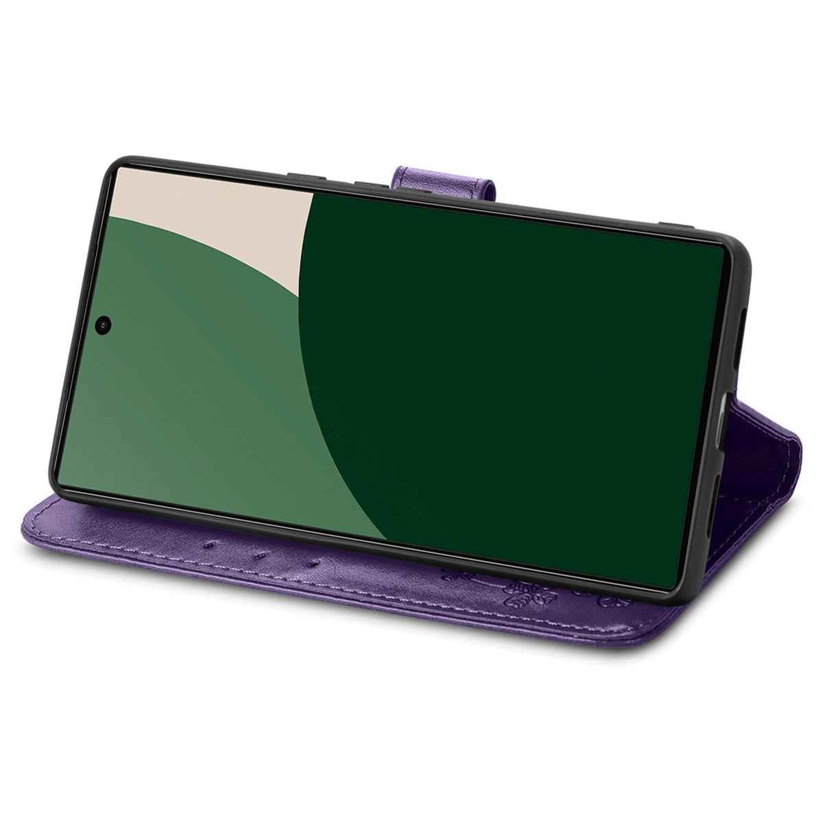 For iPhone 18 Pro Four-leaf Clasp Embossed Buckle Leather Phone Case - Purple - SYA002244405E