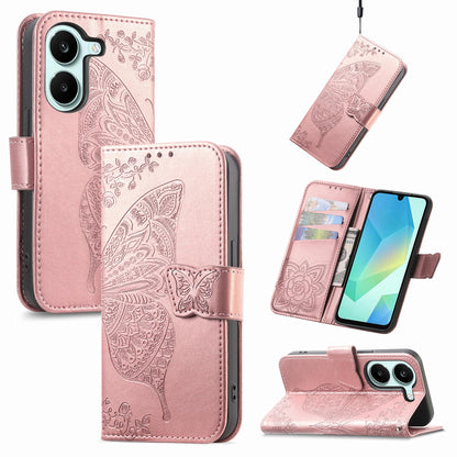 For Honor Play 80 Plus 5G Butterfly Love Flower Embossed Leather Phone Case(Rose Gold)