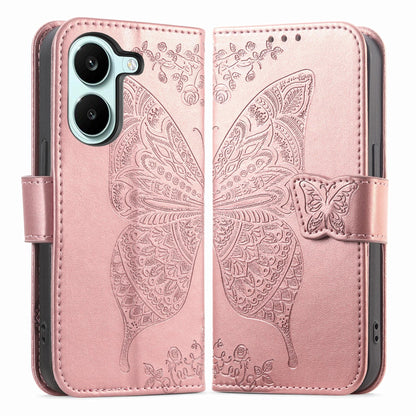 For Honor Play 80 Plus 5G Butterfly Love Flower Embossed Leather Phone Case(Rose Gold)