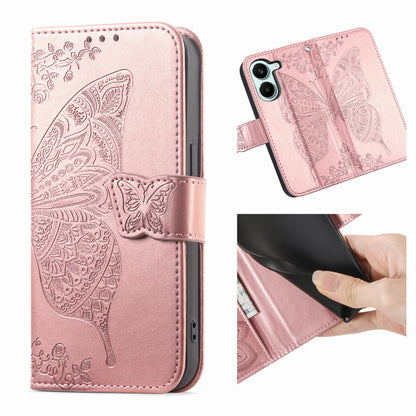 For Honor Play 80 Plus 5G Butterfly Love Flower Embossed Leather Phone Case(Rose Gold)