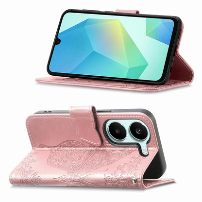 For Honor Play 80 Plus 5G Butterfly Love Flower Embossed Leather Phone Case(Rose Gold)