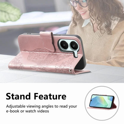 For Honor Play 80 Plus 5G Butterfly Love Flower Embossed Leather Phone Case(Rose Gold)