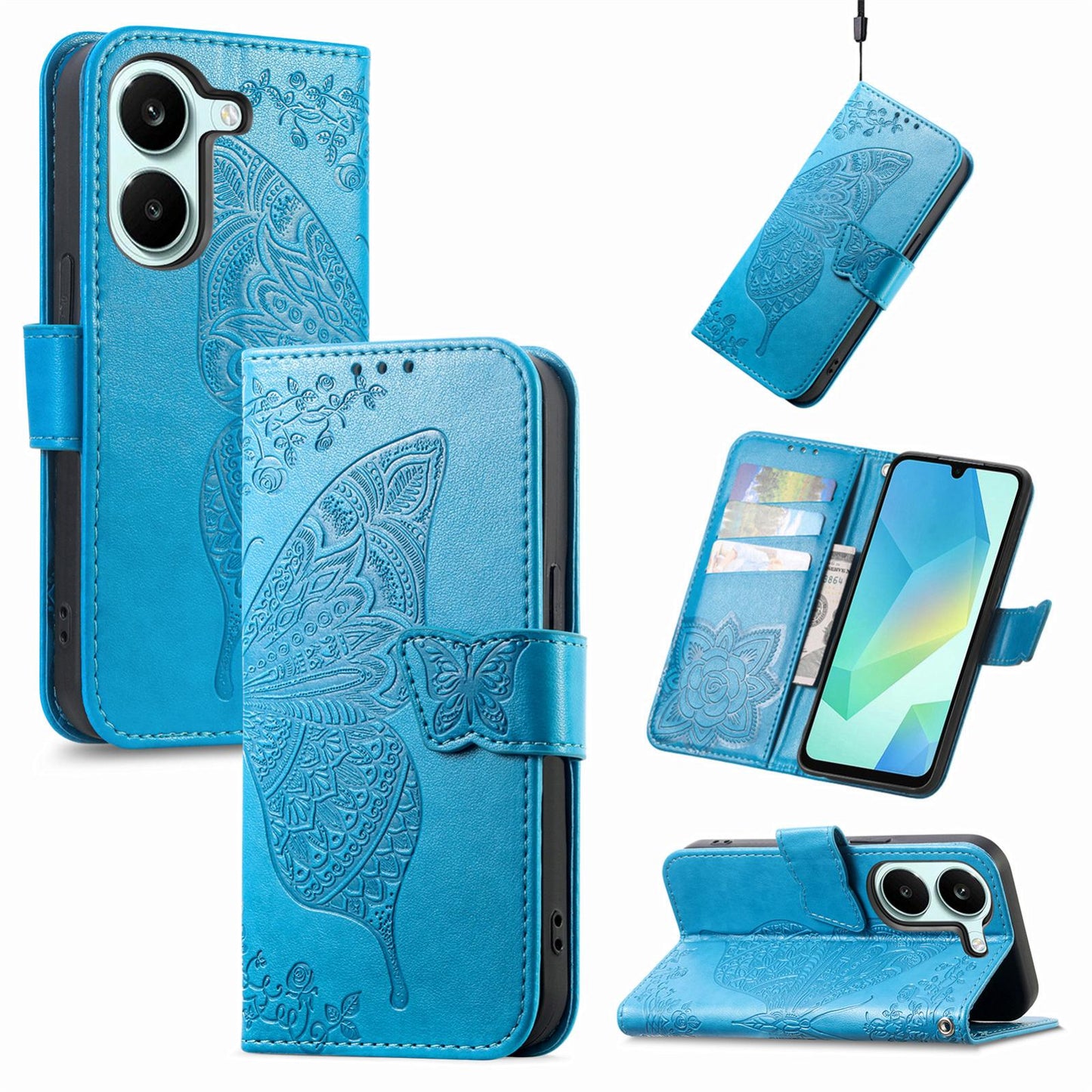 For Honor Play 80 Plus 5G Butterfly Love Flower Embossed Leather Phone Case(Blue)
