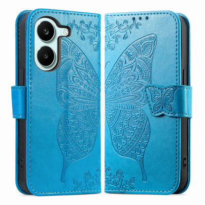 For Honor Play 80 Plus 5G Butterfly Love Flower Embossed Leather Phone Case(Blue)