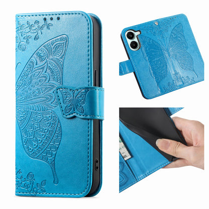 For Honor Play 80 Plus 5G Butterfly Love Flower Embossed Leather Phone Case(Blue)