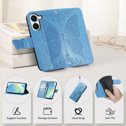 For Honor Play 80 Plus 5G Butterfly Love Flower Embossed Leather Phone Case(Blue)