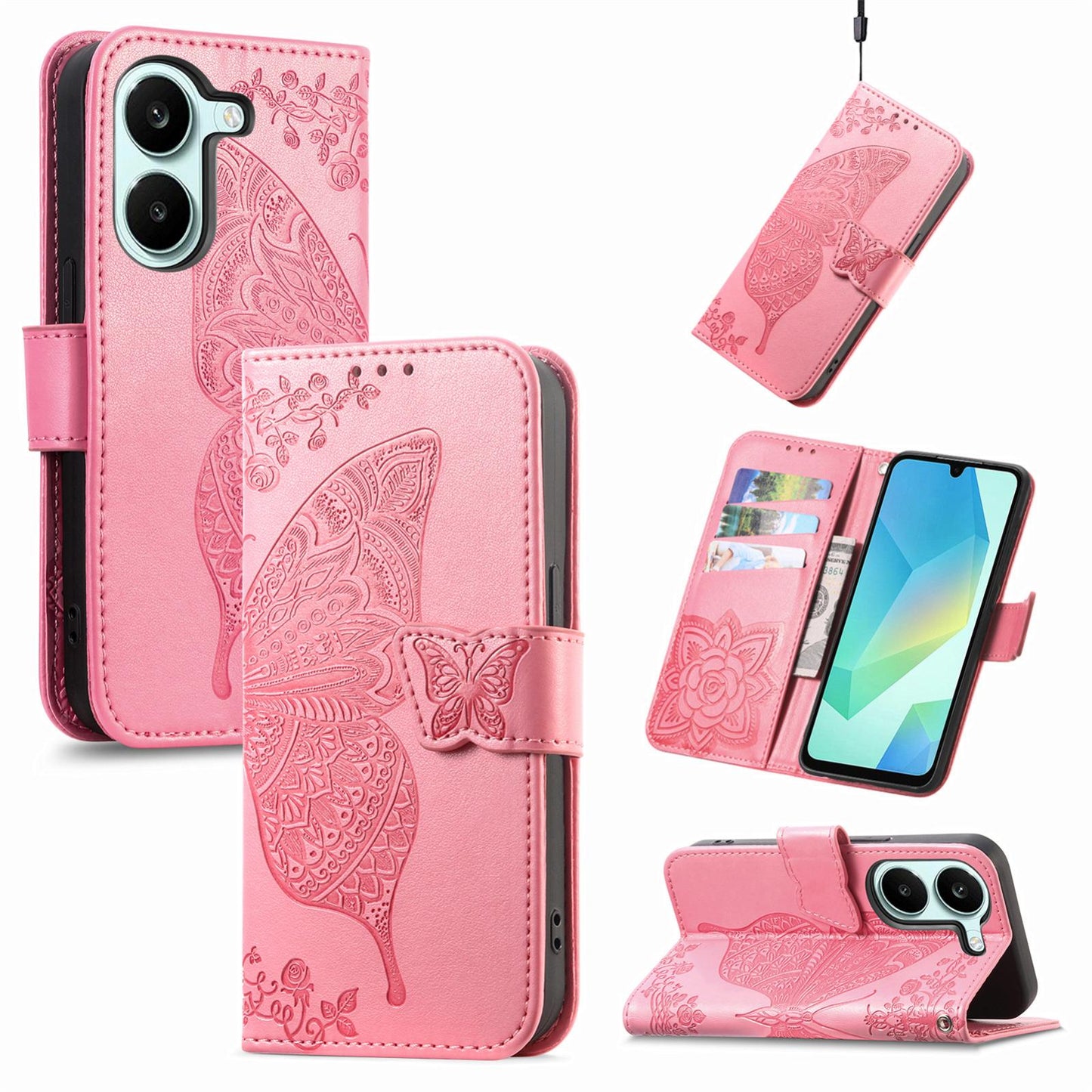 For Honor Play 80 Plus 5G Butterfly Love Flower Embossed Leather Phone Case(Pink)