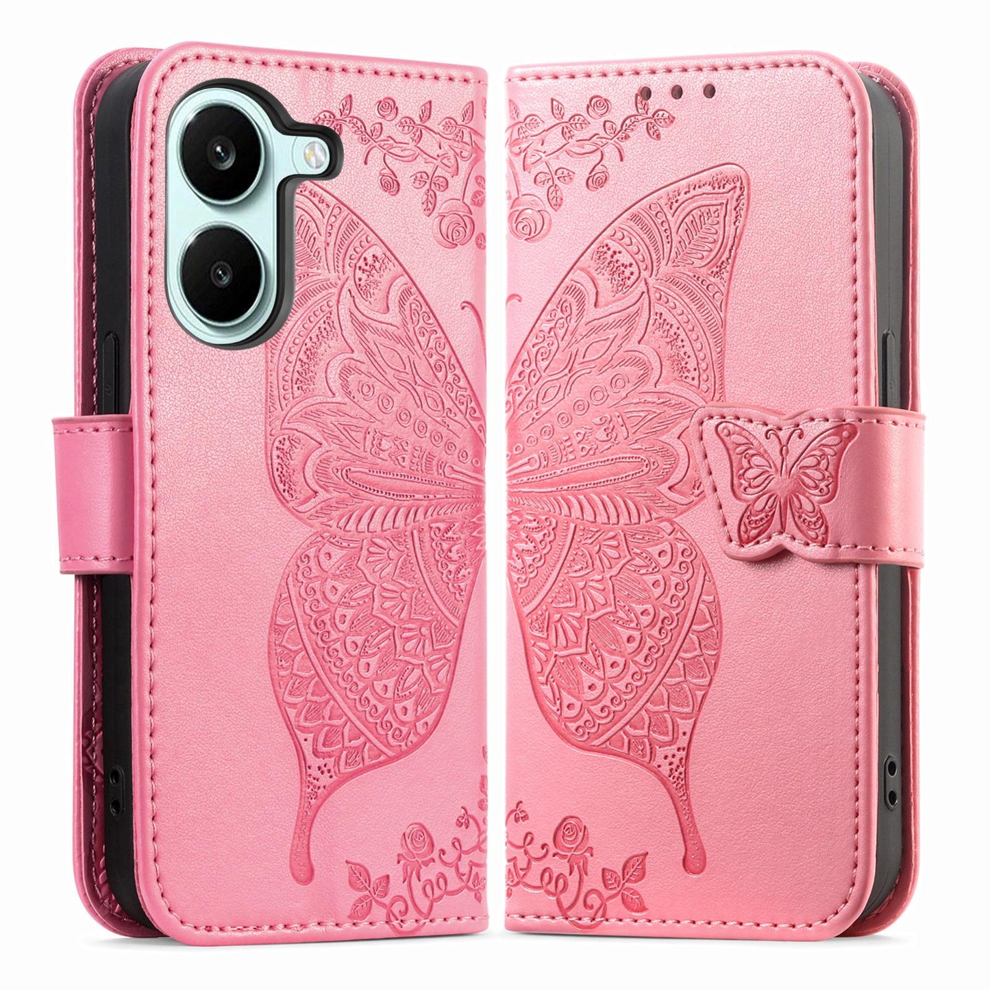 For Honor Play 80 Plus 5G Butterfly Love Flower Embossed Leather Phone Case(Pink)