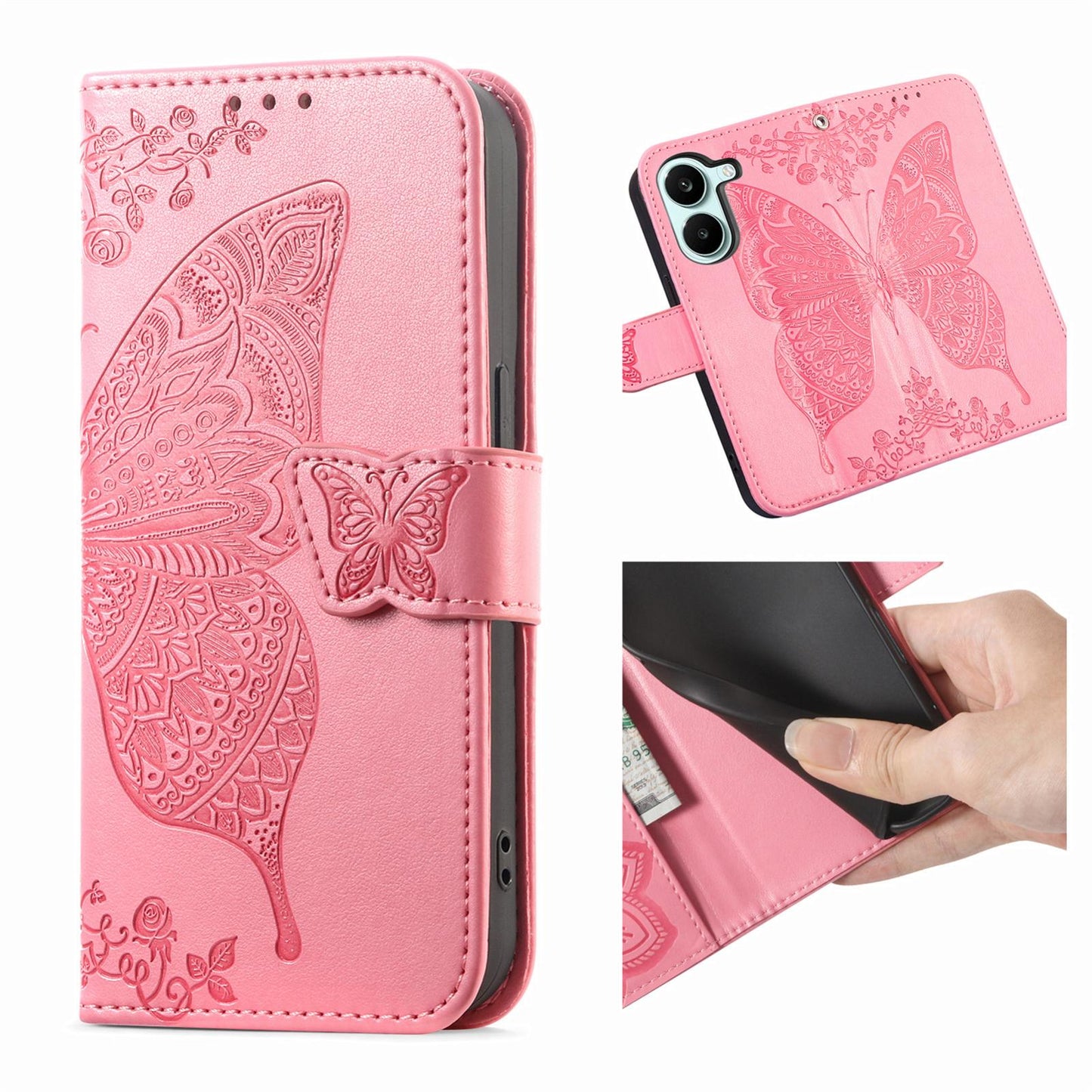 For Honor Play 80 Plus 5G Butterfly Love Flower Embossed Leather Phone Case(Pink)