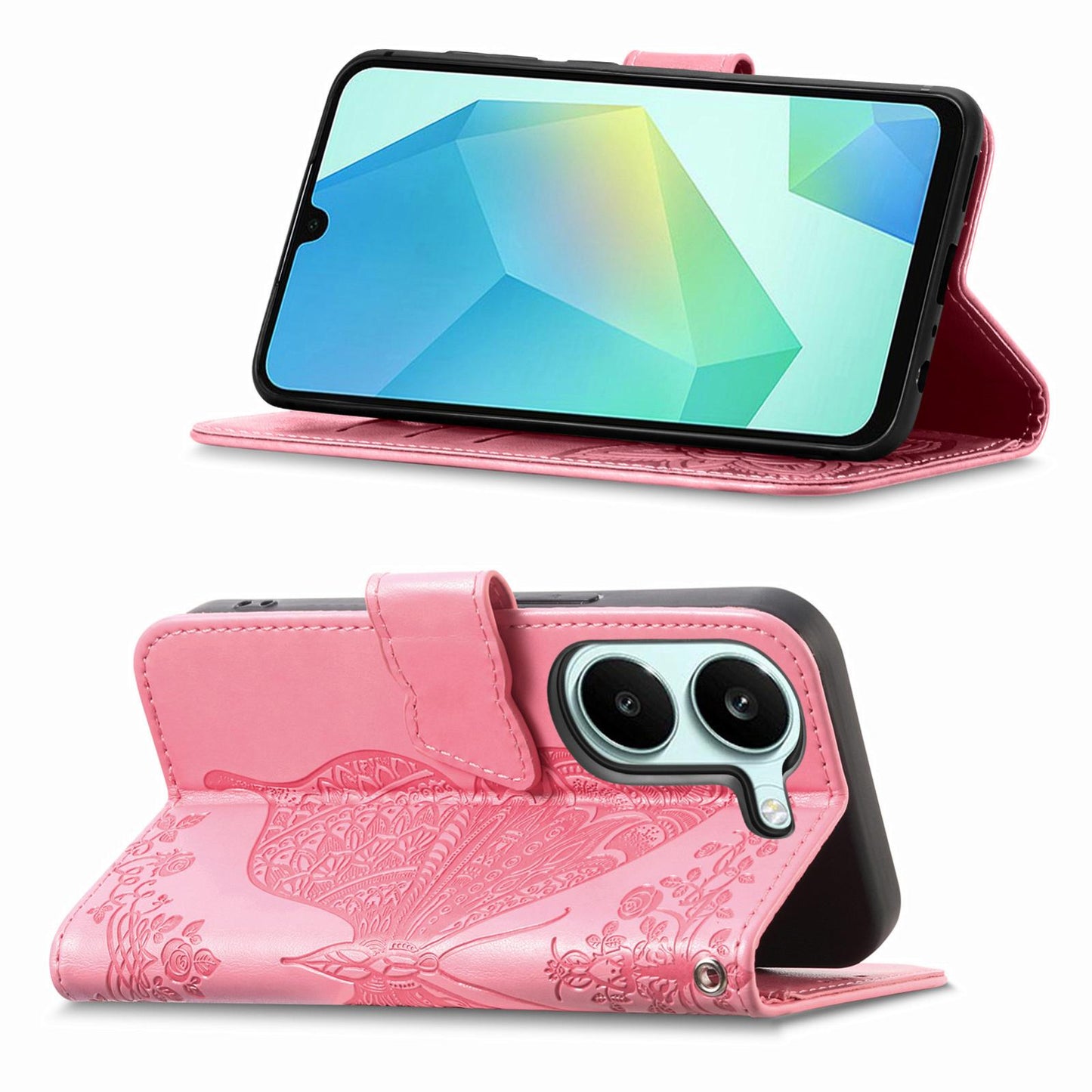 For Honor Play 80 Plus 5G Butterfly Love Flower Embossed Leather Phone Case(Pink)