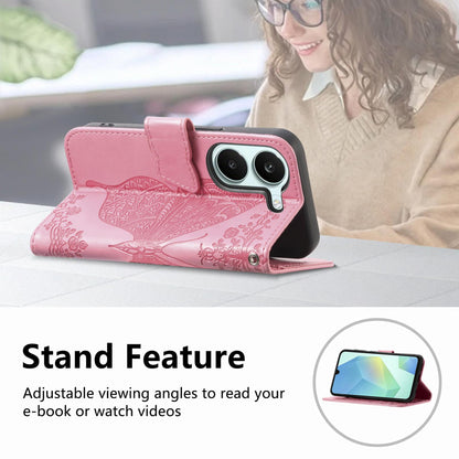 For Honor Play 80 Plus 5G Butterfly Love Flower Embossed Leather Phone Case(Pink)