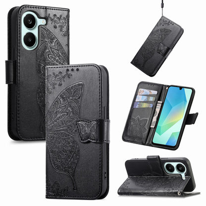 For Honor Play 80 Plus 5G Butterfly Love Flower Embossed Leather Phone Case(Black)