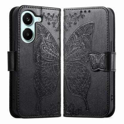 For Honor Play 80 Plus 5G Butterfly Love Flower Embossed Leather Phone Case(Black)
