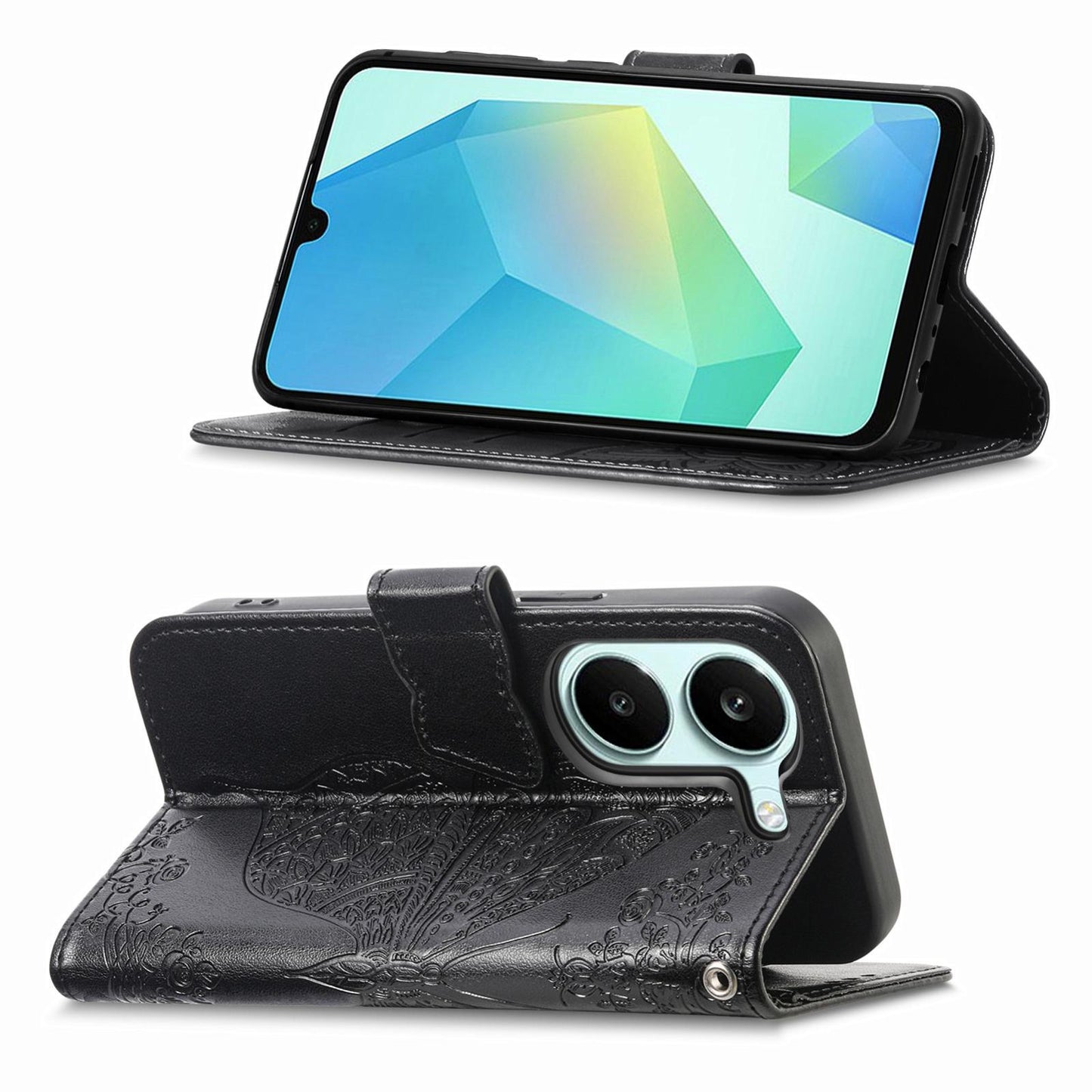 For Honor Play 80 Plus 5G Butterfly Love Flower Embossed Leather Phone Case(Black)