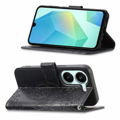 For Honor Play 80 Plus 5G Butterfly Love Flower Embossed Leather Phone Case(Black)